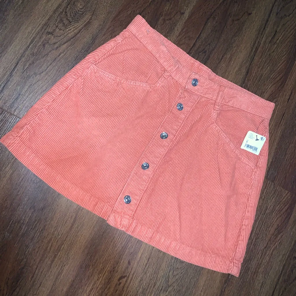 Free People Ray Corduroy Mini Skirt in Brown rust casual 8 fall classic nwt $98 - Image 4