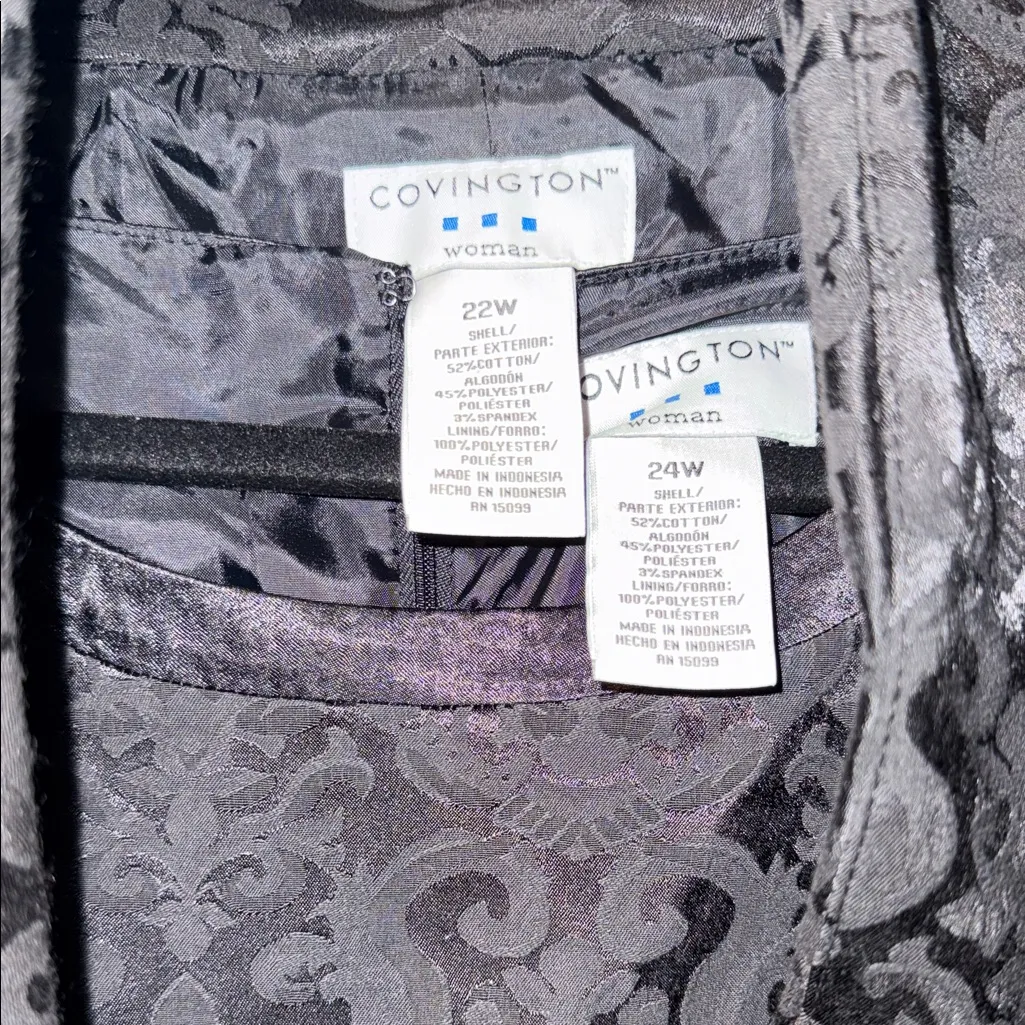 Covington Elegant Black Jacquard Skirt Suit - Image 3