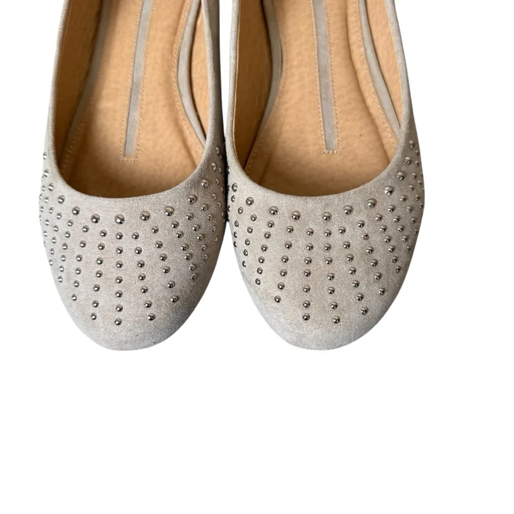 New Directions Tan Suede Studded Hutch Ballet Flats Size 6.5 Casual Neutral Work - Image 4