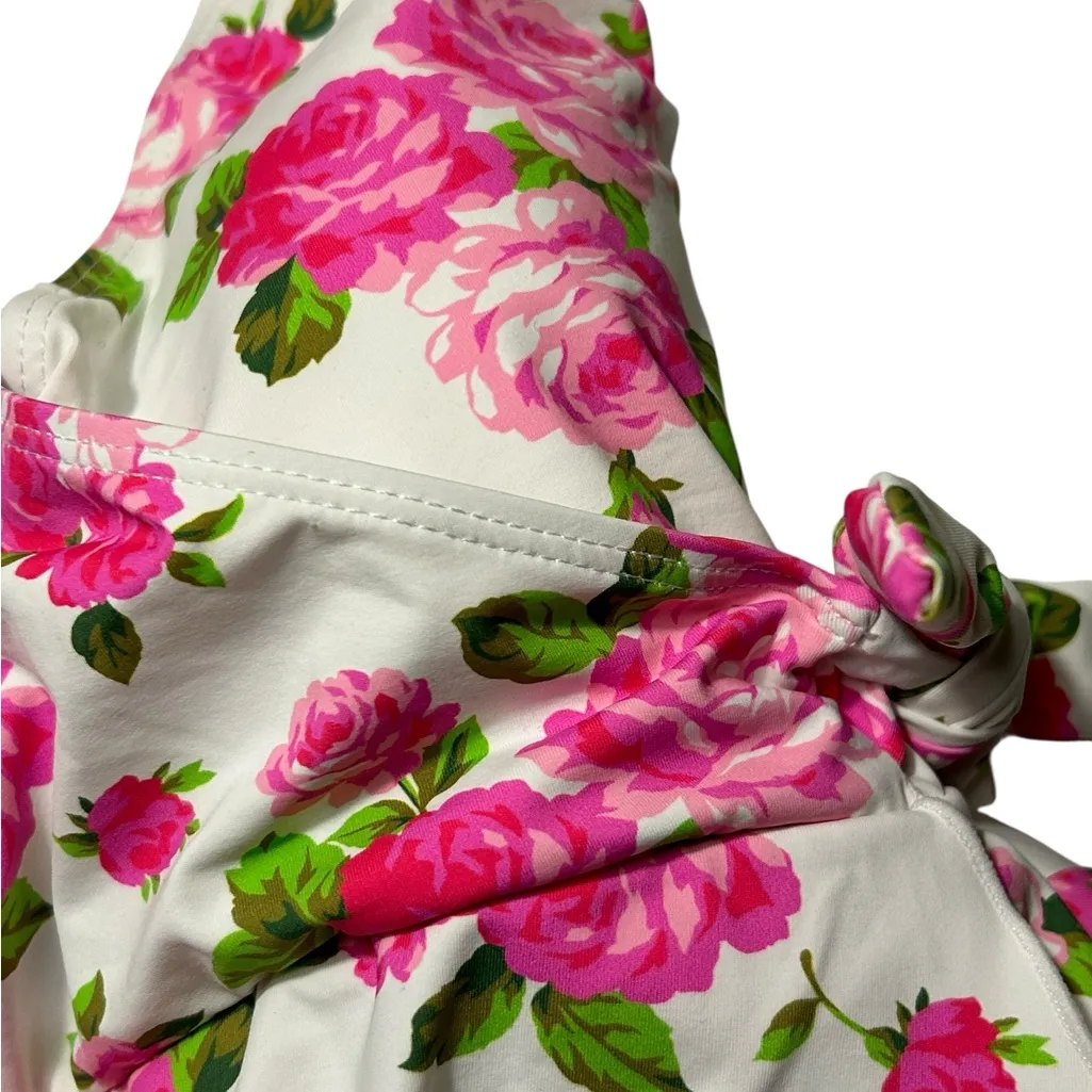 New Betsey Johnson "Love always" One Piece Swimsuit Faux Wrap Swimdress Small - Image 4