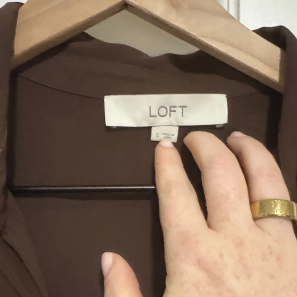 LOFT Chocolate Blouse with Neck Tie - Image 2