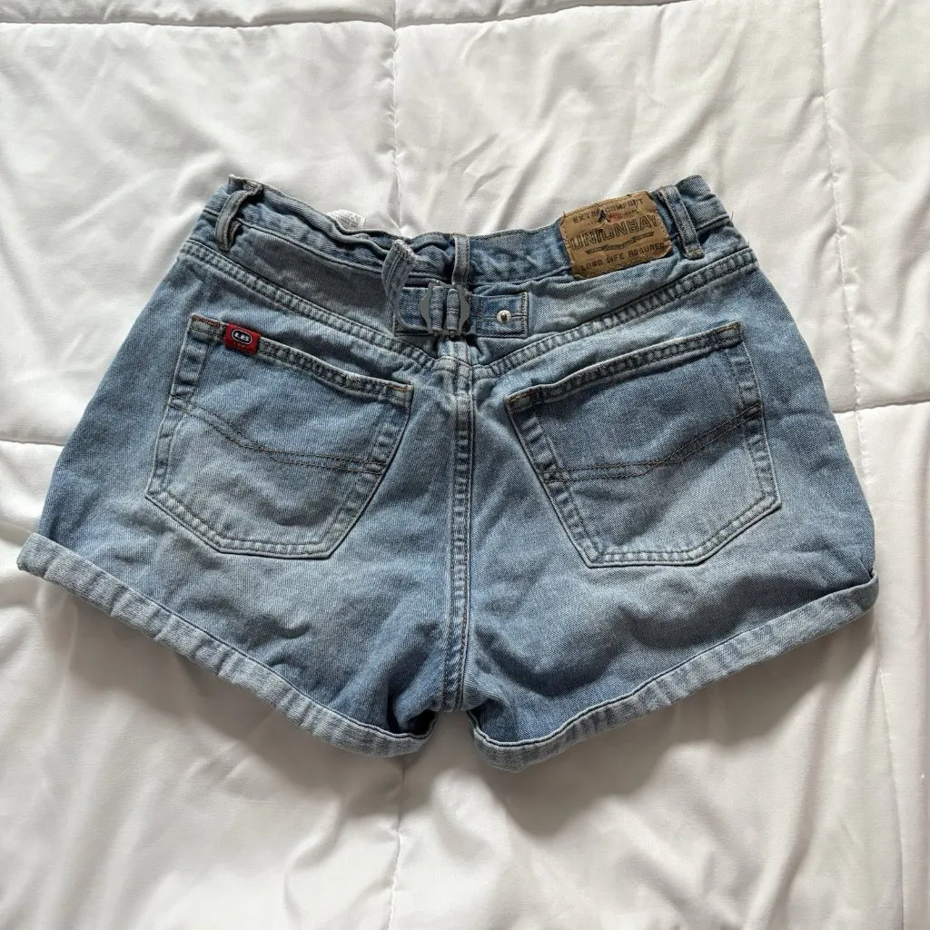 Vintage 90s Y2K Denim Micro Mini Shorts Size 3 Preppy Girlie Baddie Grunge City Blue - Image 7