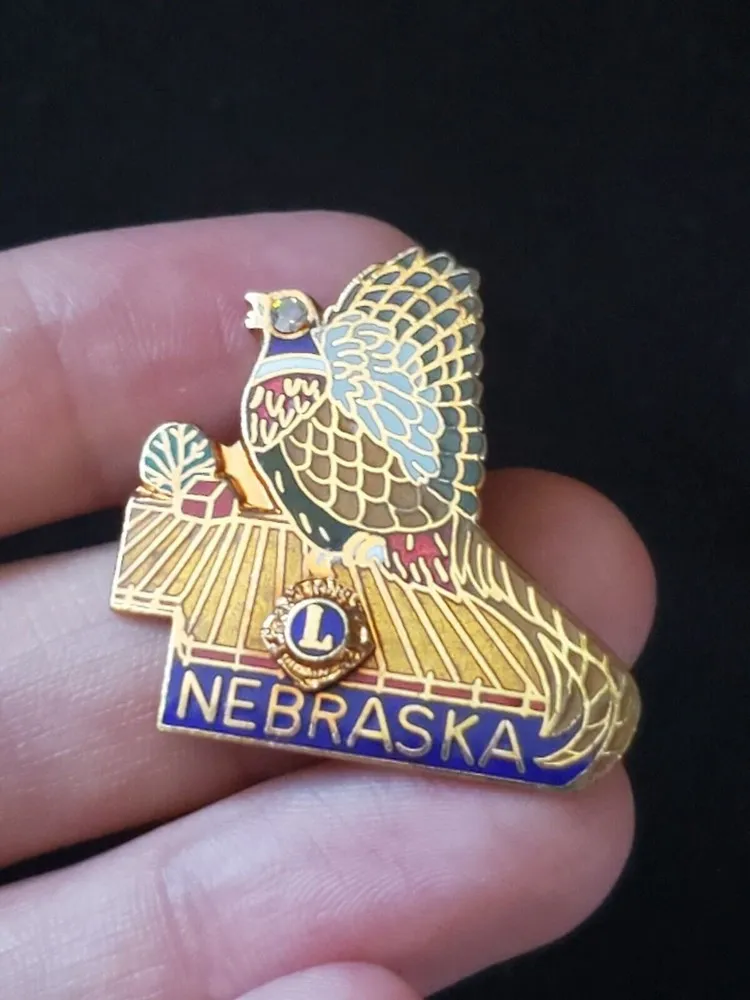VTG Lions Club Lapel Hat Pin Enamel Brooch Badge Pheasant Bird Colorful … - Image 4