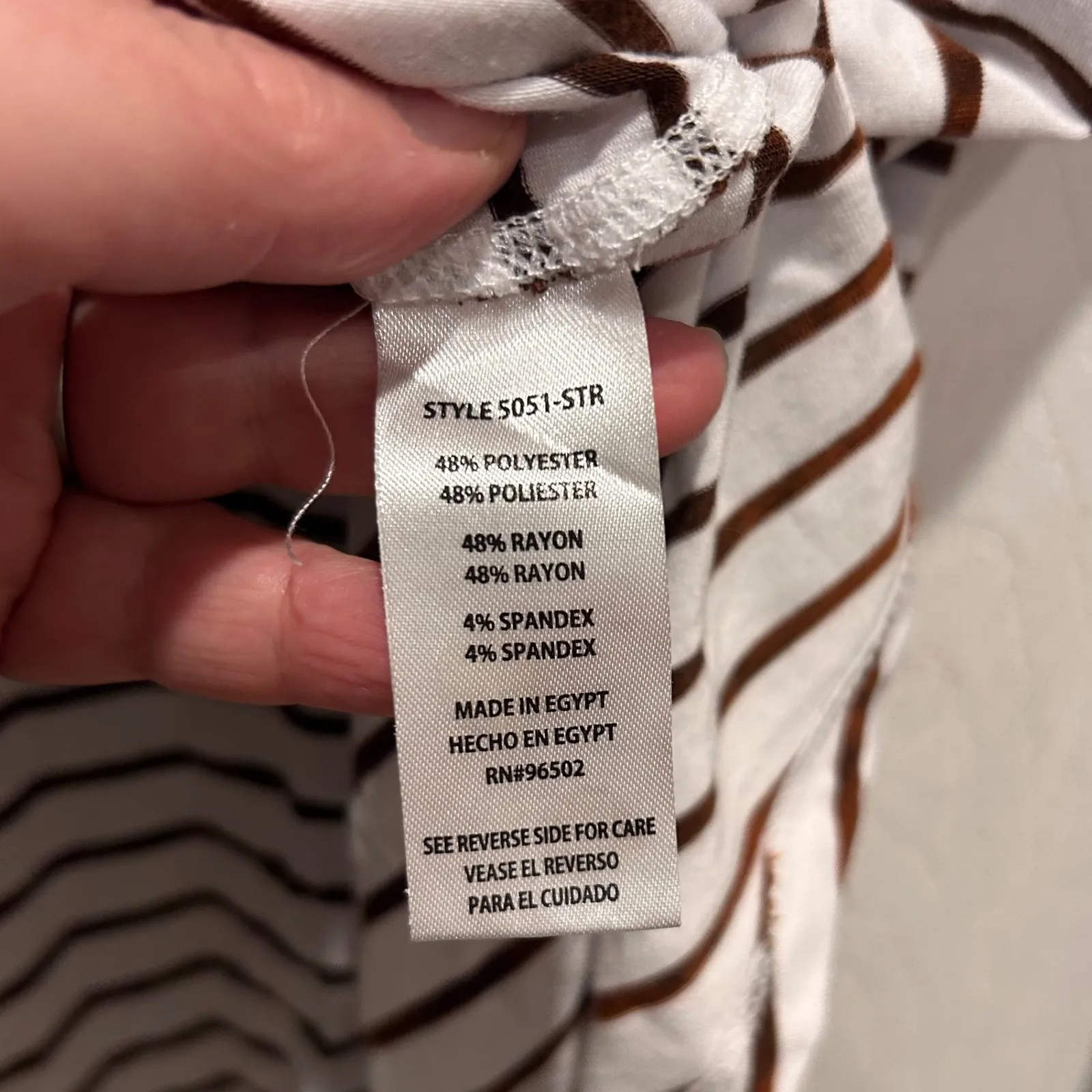 Healing Hands Women White Brown Stripe Long Sleeve Top Shirt Size L Healthcare - Image 7