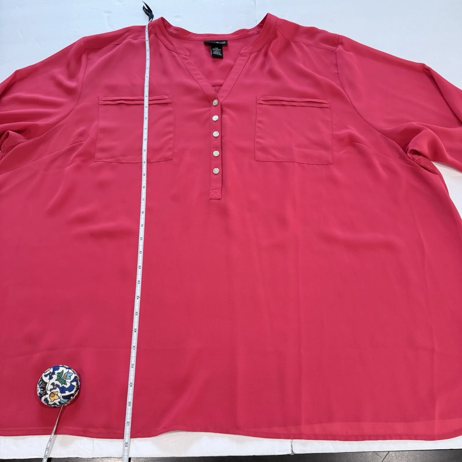 Maggie Barnes Pink Georgette Pullover Tab Sleeve Blouse Size 4X‎ - Image 9