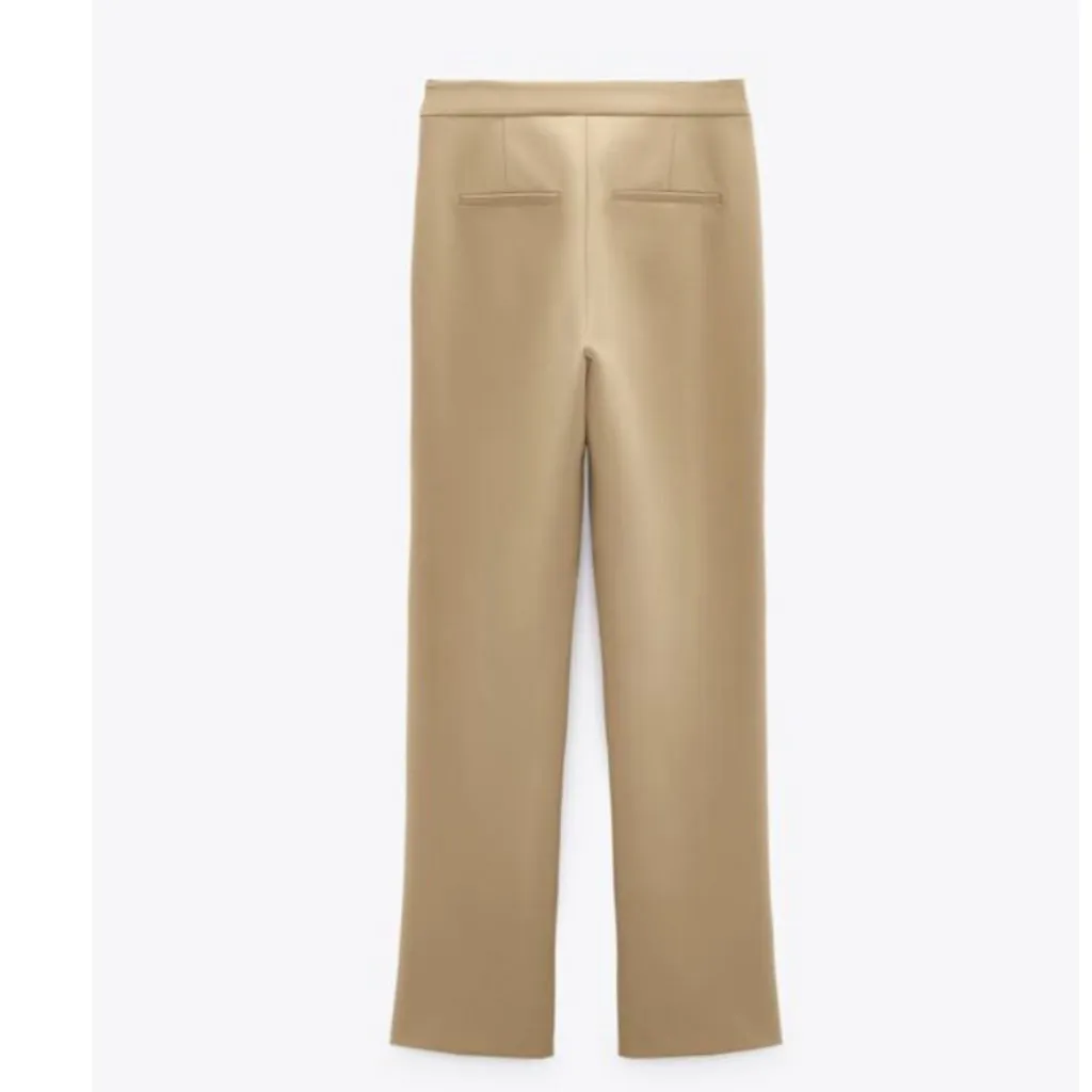 NWT ZARA SPLIT-HEM SKINNY TROUSERS  High-waist Camel - Image 6