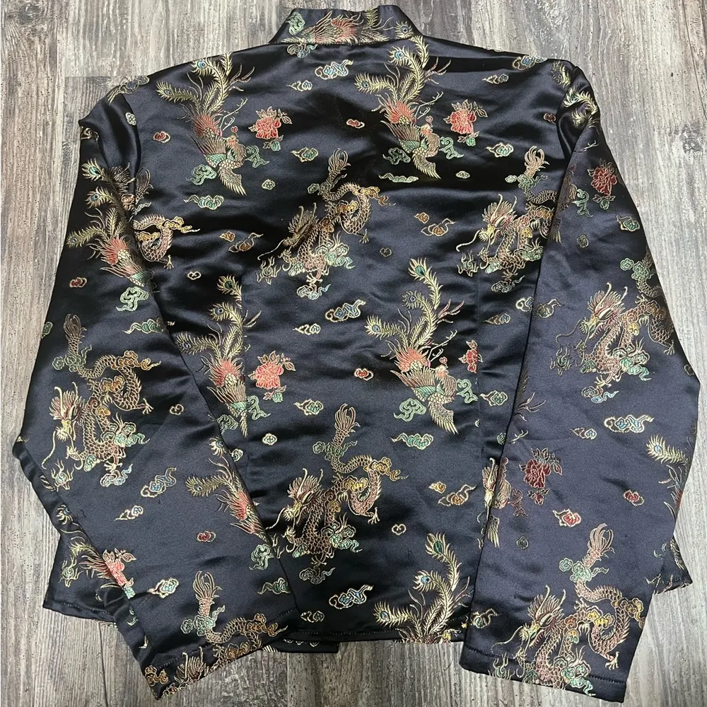 Clio Dragon Jacquard Silky Chinese Art To Wear Jacket Size 12 - Image 3