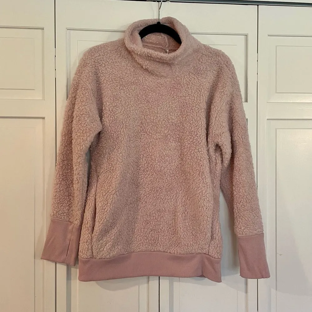 Rbx pink Sherpa cowl neck pullover size small - Image 2