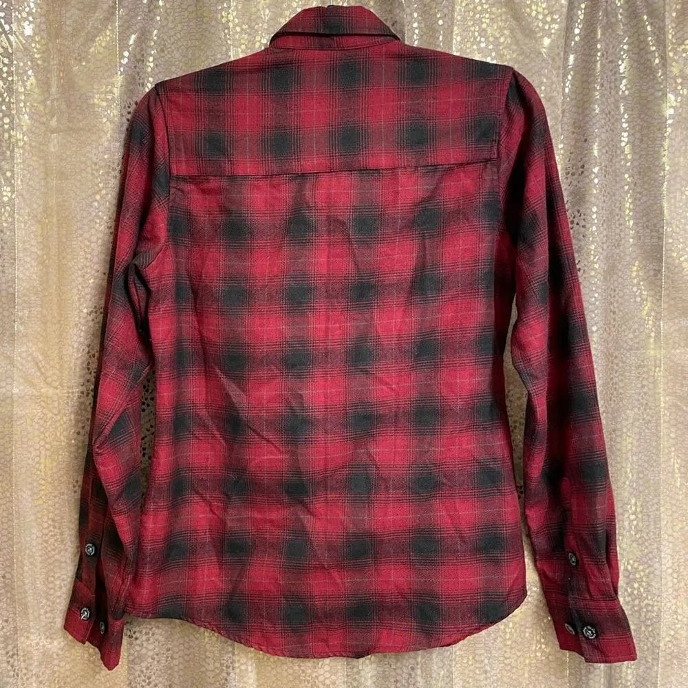 Dixxon Flannel Womens The Oxblood Red Black Button Down Long Sleeve Small - Image 2