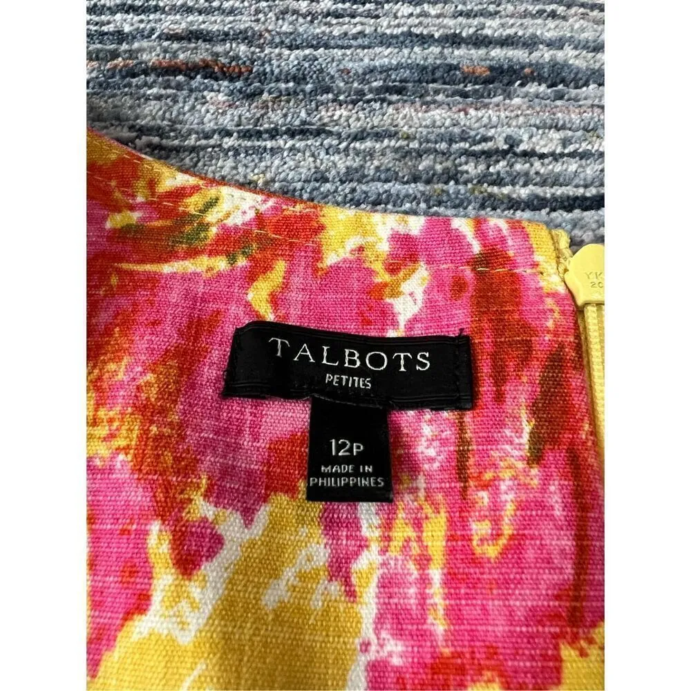 Talbots Colorful Floral Watercolor Print V Neck Shift Dress petite size 12 - Image 5