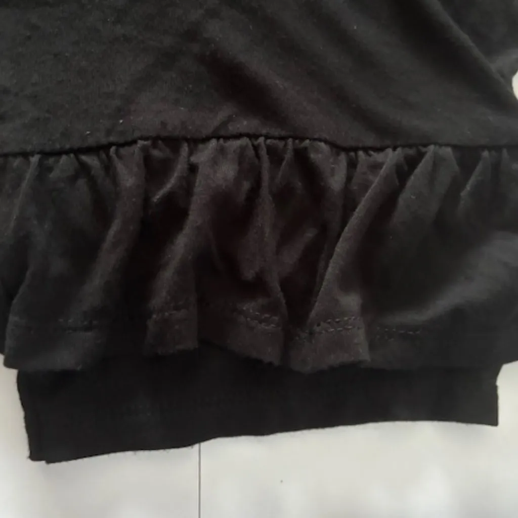 Disney Park Women Black Short Ruffle Sleeve Glitter Sequin T Shirt Top XL Whimsy White - Image 4