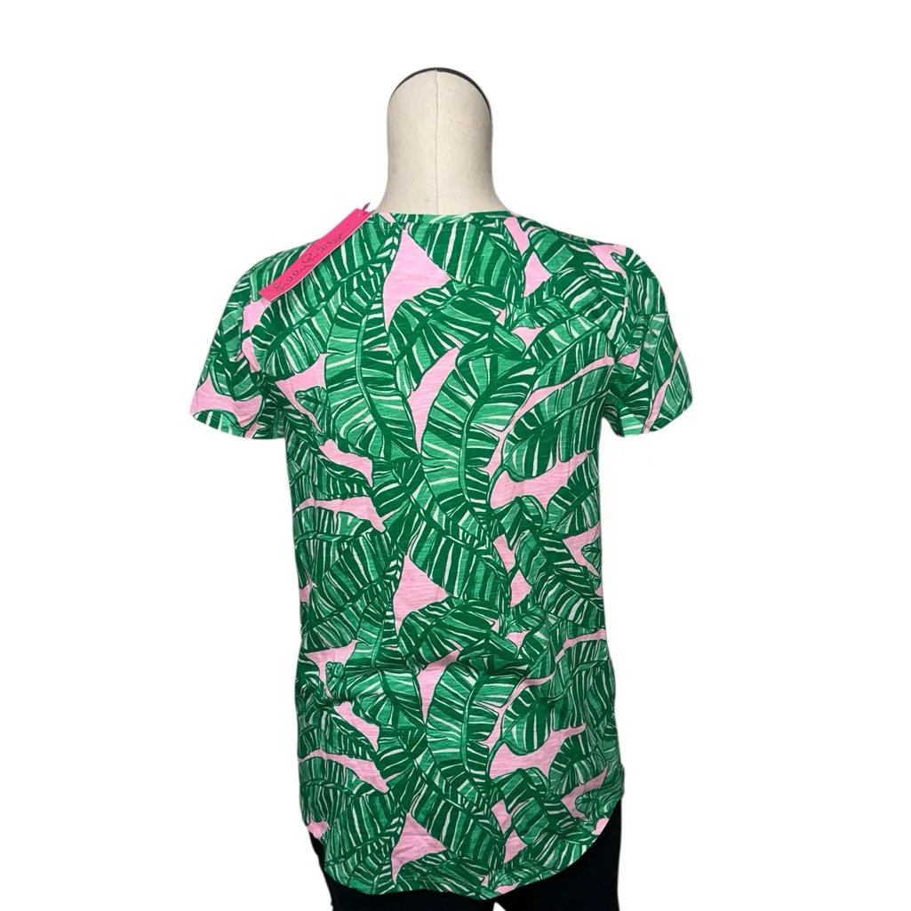 NWT Lilly Pulitzer Etta V-neck Short Sleeve T-Shirt Conch Shell Pink XS - Image 4