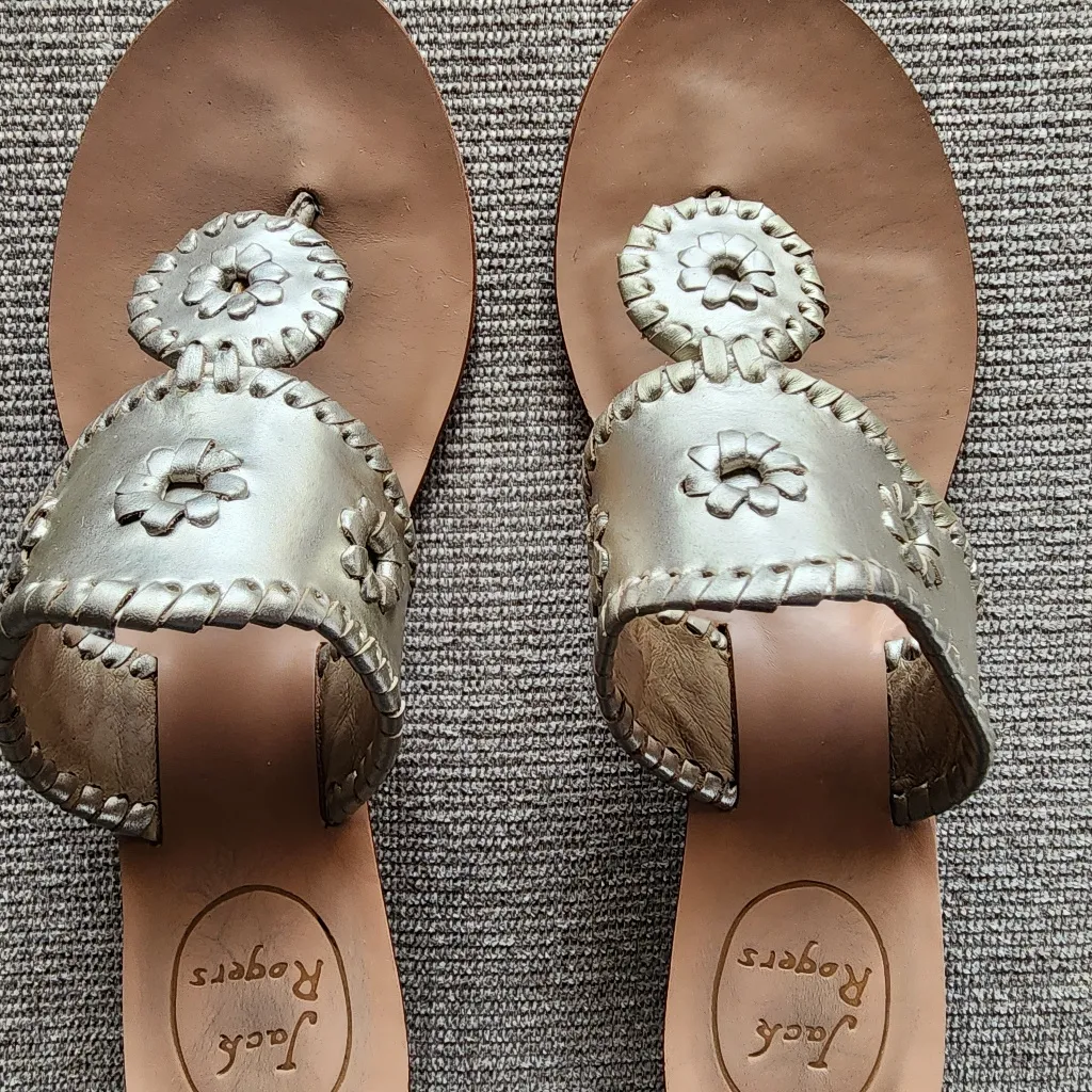 Jack Rogers Metallic Slip On Thong Wedges/ 7.5M-FIT LIKE SZ 7 - Image 5