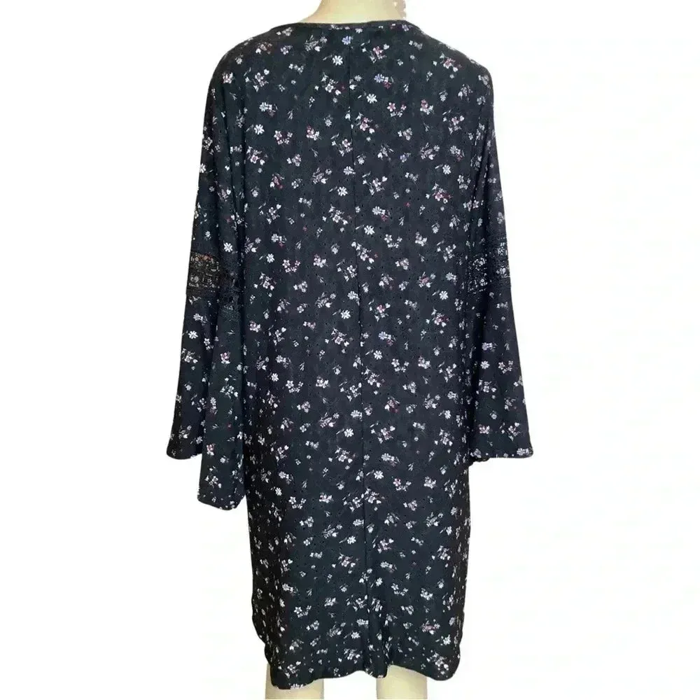 Indigo Rose Boho Black Floral Dress With Flowy Sleeves New Without Tags Size 3X - Image 3