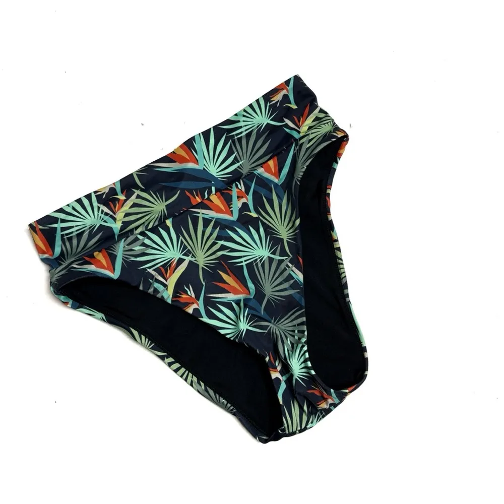 MeUndies Bird of Paradise Wide High Waisted Bikini Bottoms Small Green - Image 2