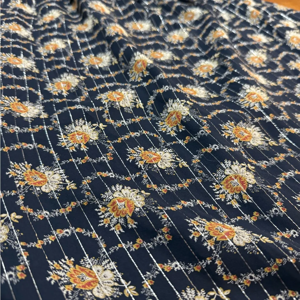 Club Monaco Tansa Dress in Deep Sapphire Blue Floral Metallic Pattern Sz 2 - Image 16