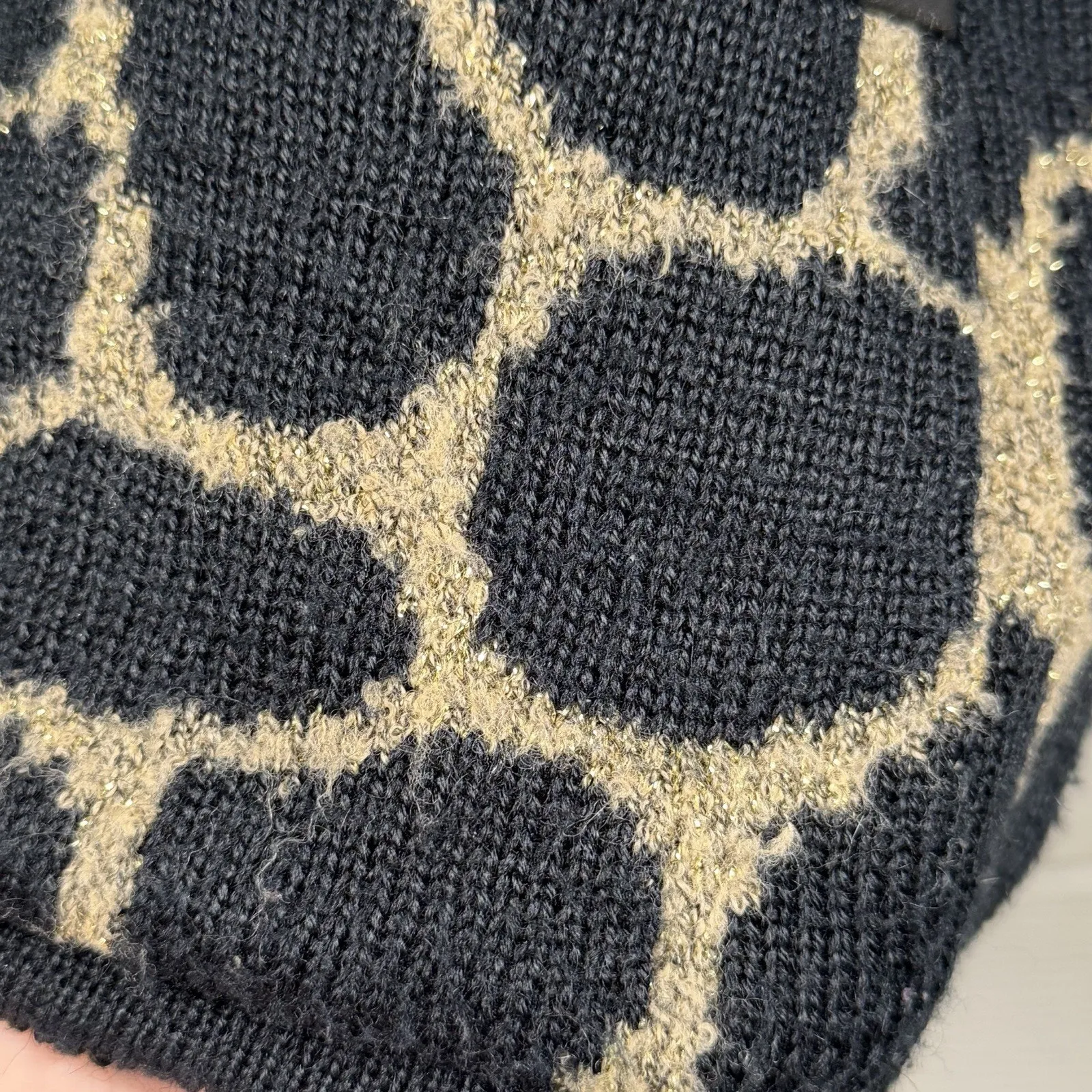 Vintage Rochelle California Cardigan Womens Medium Cheetah Print Black Gold Wool - Image 5