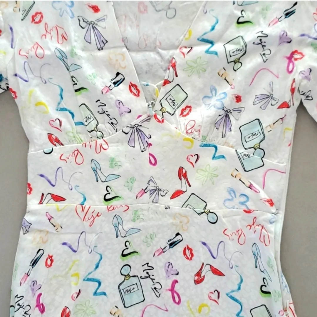 Maje  Ramake Printed Jacquard And Ruffle Dress - Image 5