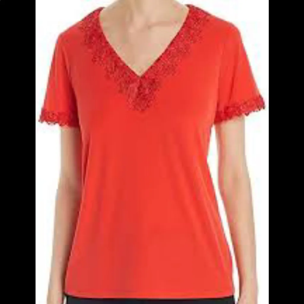 Karl Lagerfield  v neck embroidered short sleeve blouse nwt - Image 2
