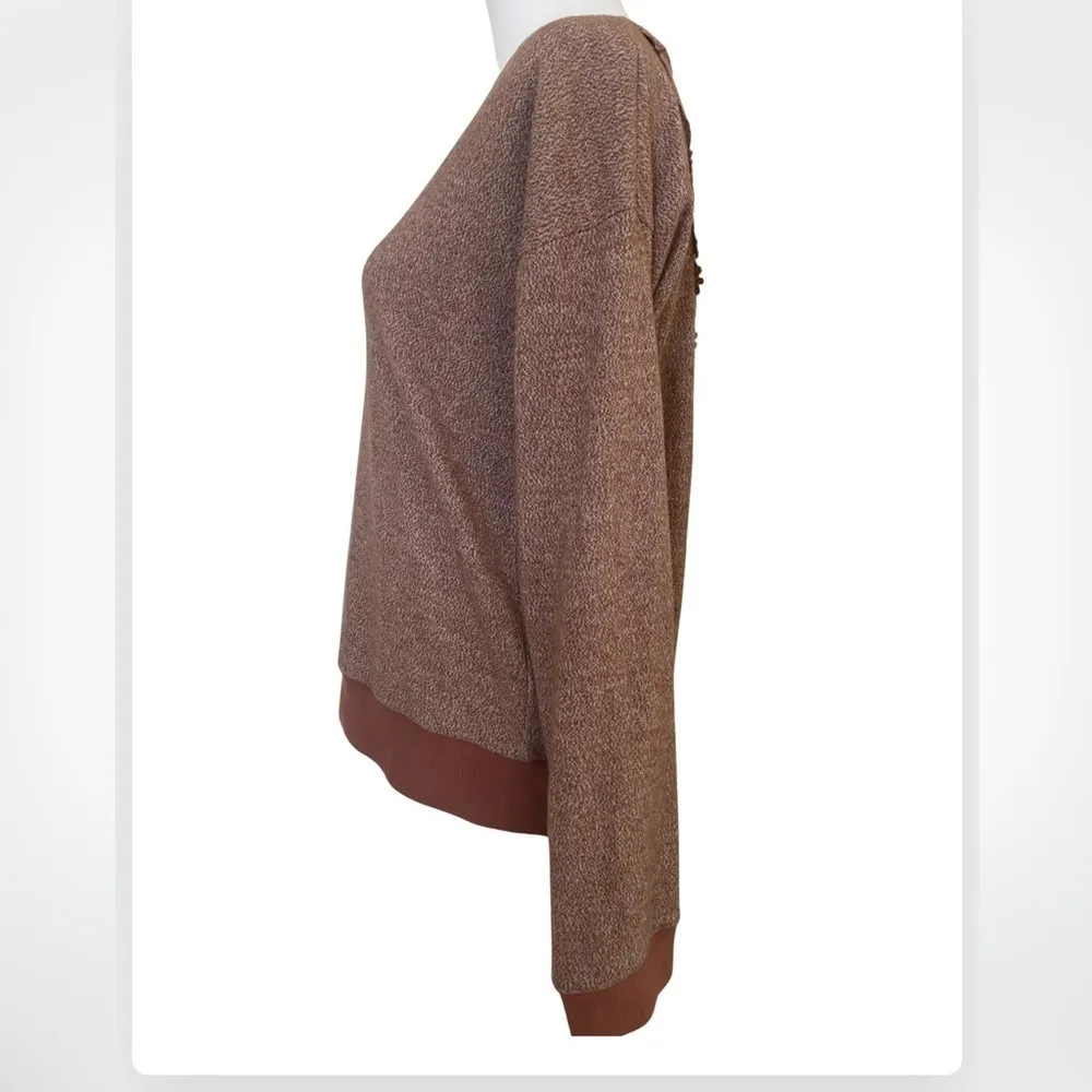 Hem & Thread  Lace Inset Crochet Back Super Soft Pullover Long Sleeve Top Small - Image 4