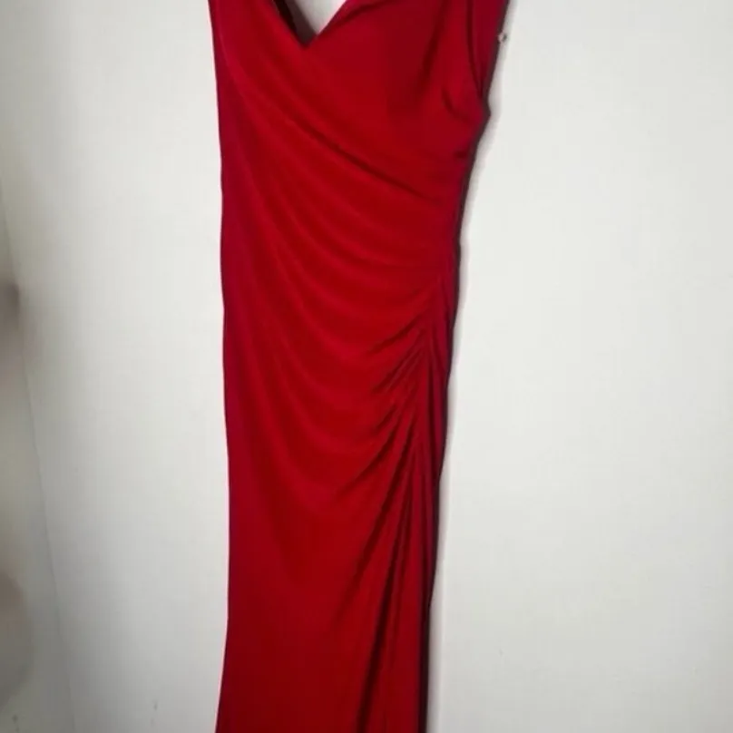 La femme Off the Shoulder Fully Ruched Floor Length Gown - Image 4