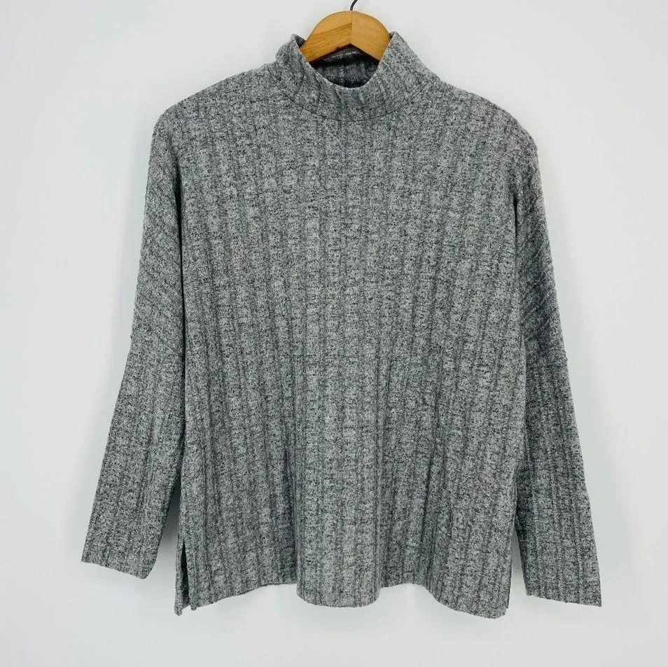 Anthropologie Eri + Ali Fiona Hacci Ribbed Gray Pullover Mockneck Sweater XS - Image 2
