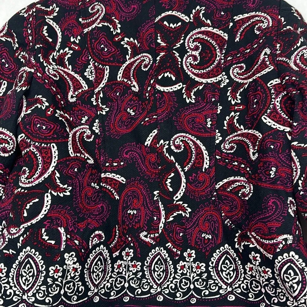 Coldwater Creek Sz 10 Cropped Jacket Blazer Floral Paisley Print m Black Womens - Image 8