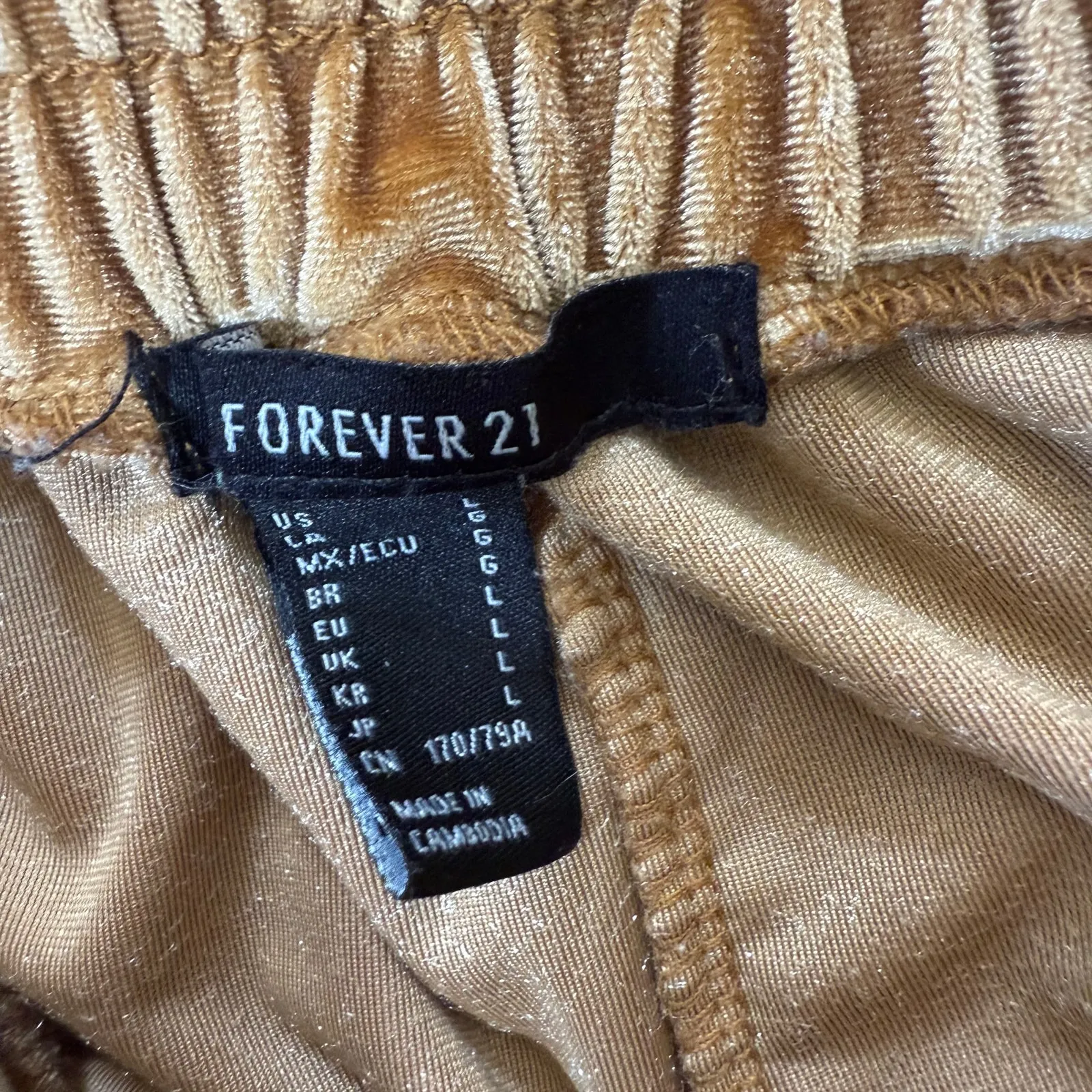 Gold Velour Track Pants SZ L Y2K Dance Streetwear Lounge Cozy Sheen Drawstring - Image 3