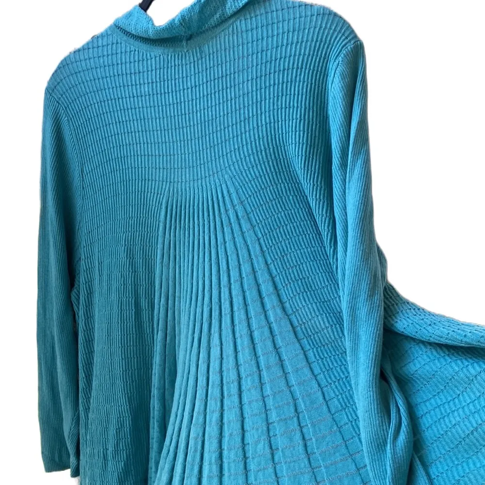 NWT 𩵠Nic+Zoe Long Open Soft Knit Cardigan Turquoise/āPeacock Featherā Plus 1X - Image 5