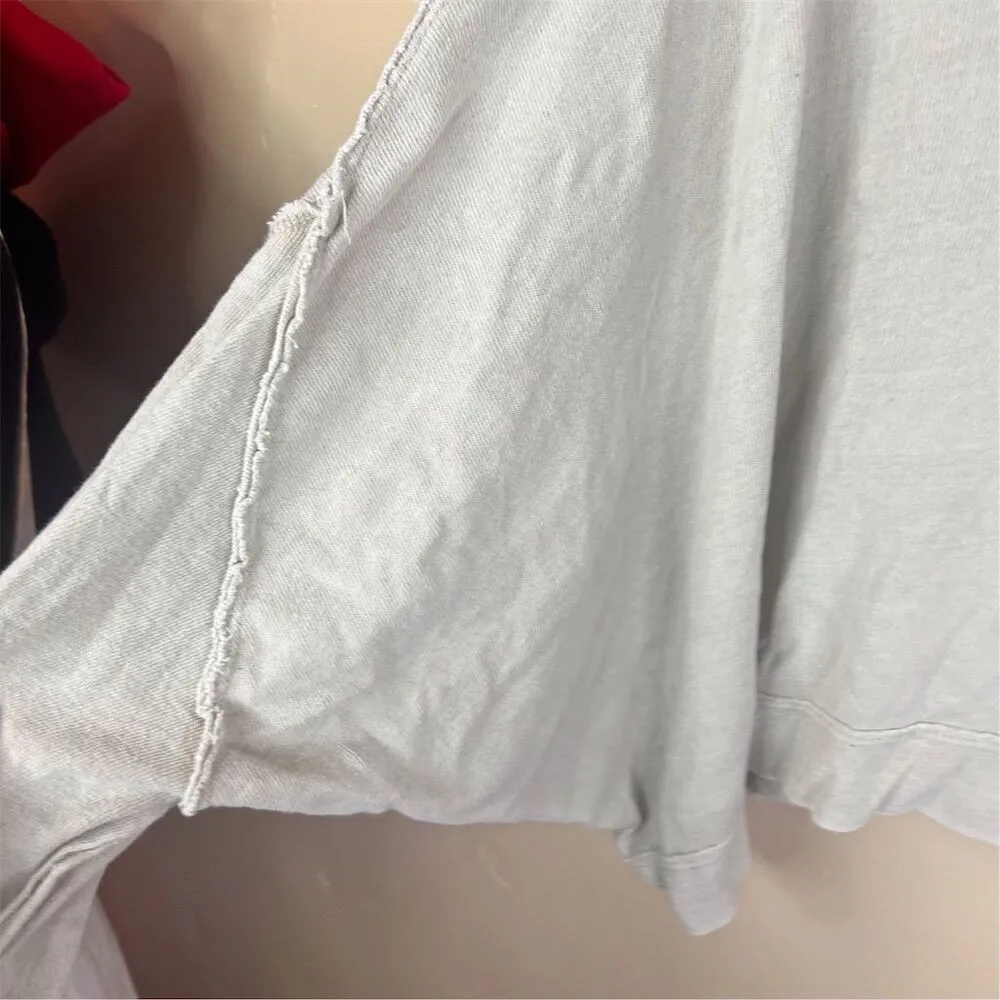 Free People We The Free Boho Women's Beige‎ Cropped Henley Top Size Small Grunge - Image 4