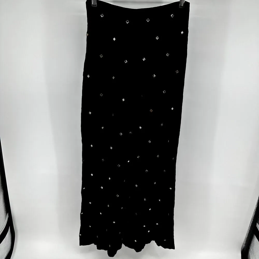 Beach Riot Celeste Pant High-Waist Wide Leg Mirror Embellished Black M NWT - Image 7