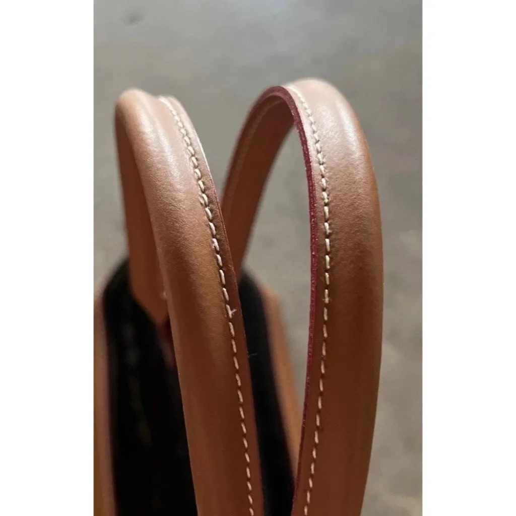 ARCADIA Italy Black Patent & Tan Leather Large Shoulder Handbag Purse Satchel - Image 12