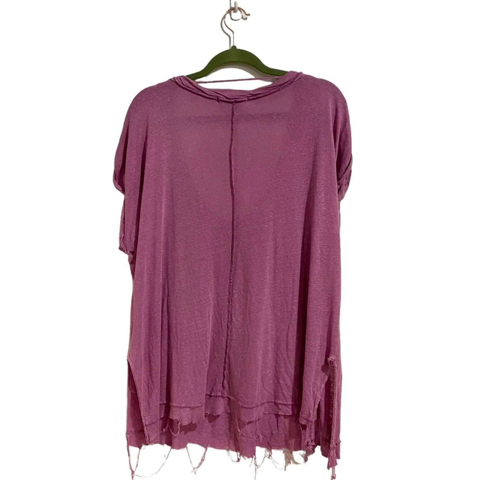 We The Free Purple Penny Scoop Neck Raw Edge Tee Sz M - Image 11