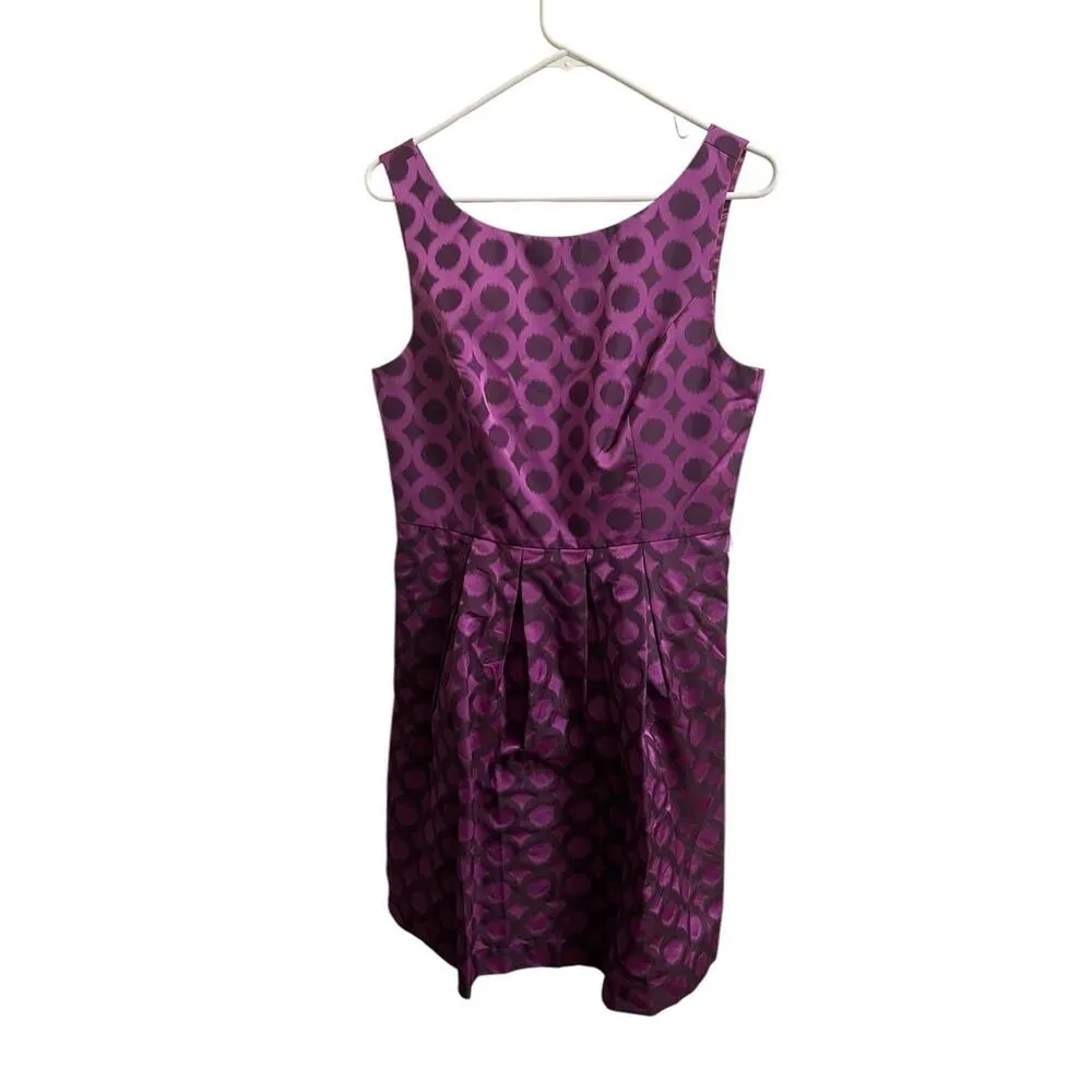 Trina Turk Blaze Black Plum Dress Sz10 Purple Knee Length Cocktail Party Wedding - Image 3