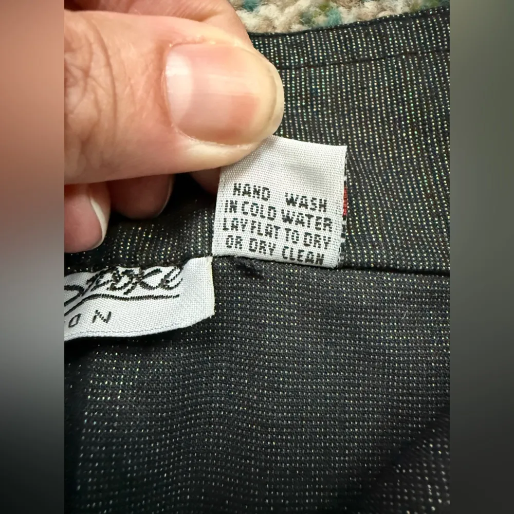 Vintage Erica Brooke metallic shimmer chain belt pencil skirt, size medium Black - Image 8