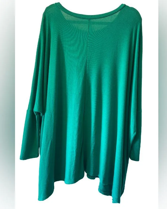 Zenana Outfitters Batwing Long Sleeve Oversized Green Sweater Large - Image 3