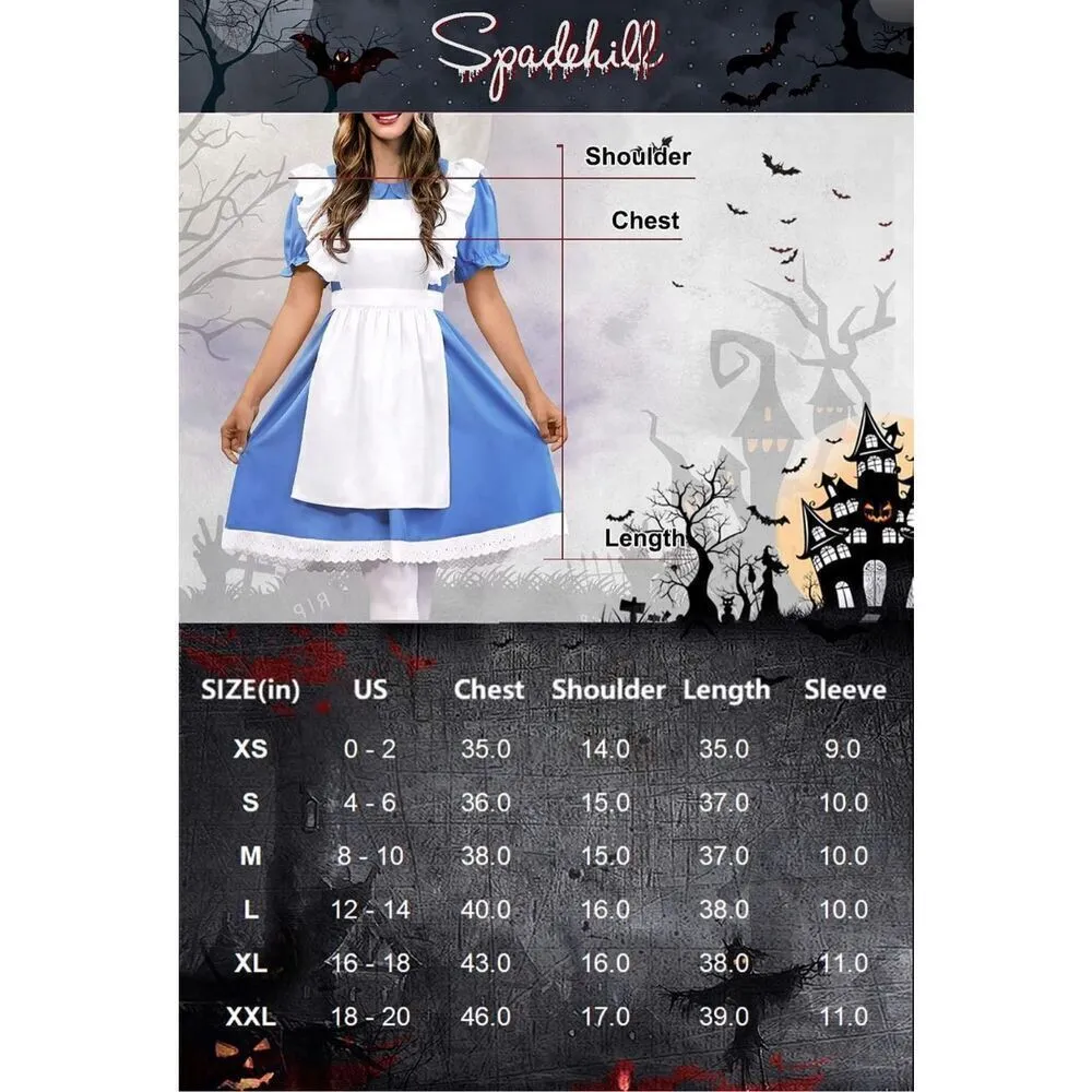 NEW Spadehill Blue White Princess Costume Dress Only L NO APRON Size L - Image 7