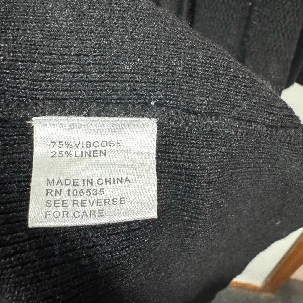 Central Park West New York Black Open Knit Duster Sweater Cardigan - Image 5