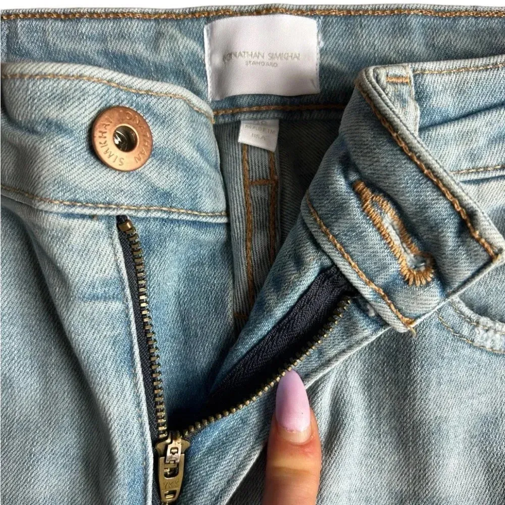 Jonathan Simkhai Standard River High Rise Straight Jean Light Wash Size 28 Fray Blue - Image 2