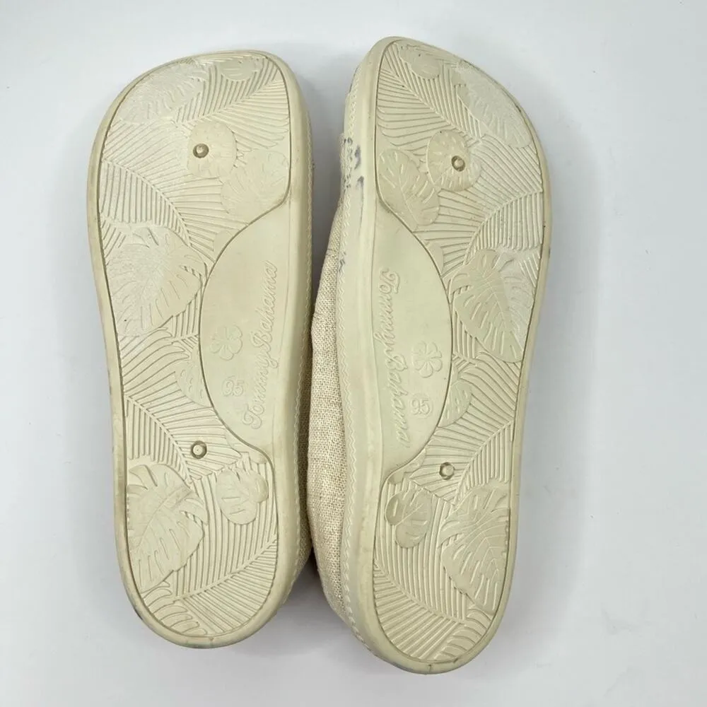 Tommy Bahama cream lace up canvas embroidered low top sneakers shoes 9.5 - Image 10