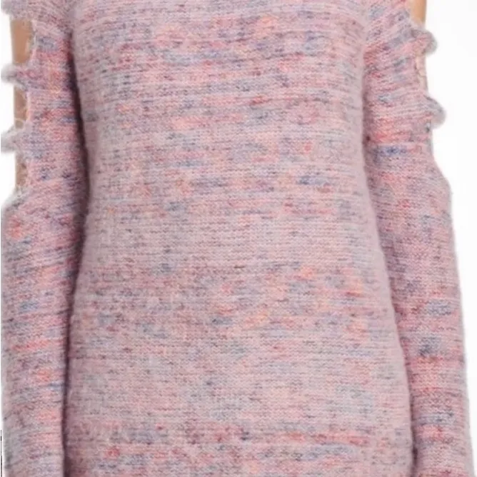 Bam Jara Women’s Lipstick Pink Cold Shoulder Sweater Pullover Small New with Tag - Image 2