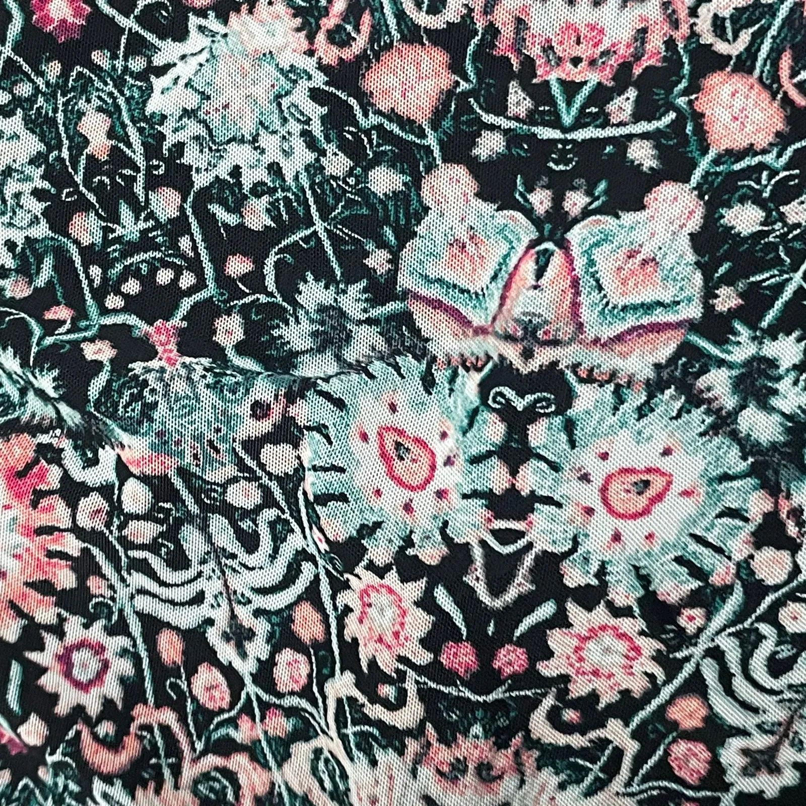 Swim By Cacique Size 16 Swim Bottoms Floral Mesh Ruched Side Swimwear Bikini Black - Image 2