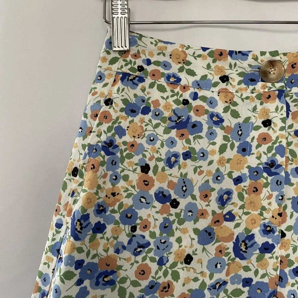 Princess Polly Blue & Orange Retro Floral Print High-Waisted Pants Size 4 stunni - Image 3