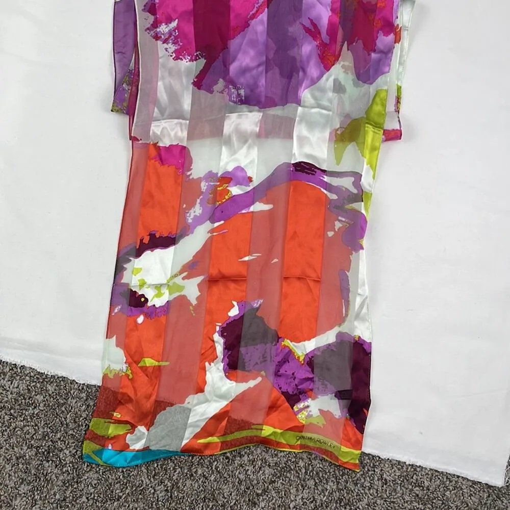 Cynthia Rowley 100% Silk Scarf. Abstract Floral. Bright Colors. 14”x66” - Image 11