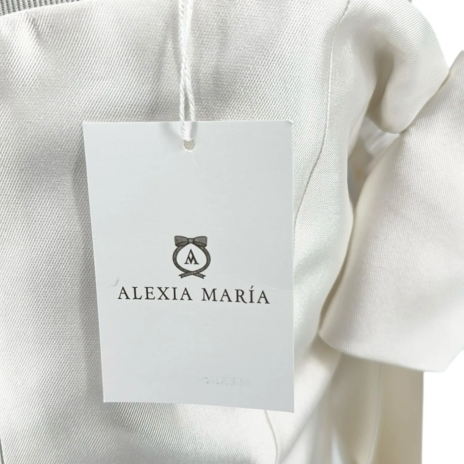 Alexia Maria Isabella Dress Bridal Wedding Silk Arm Bow Tie Mini White Size 8 - Image 10
