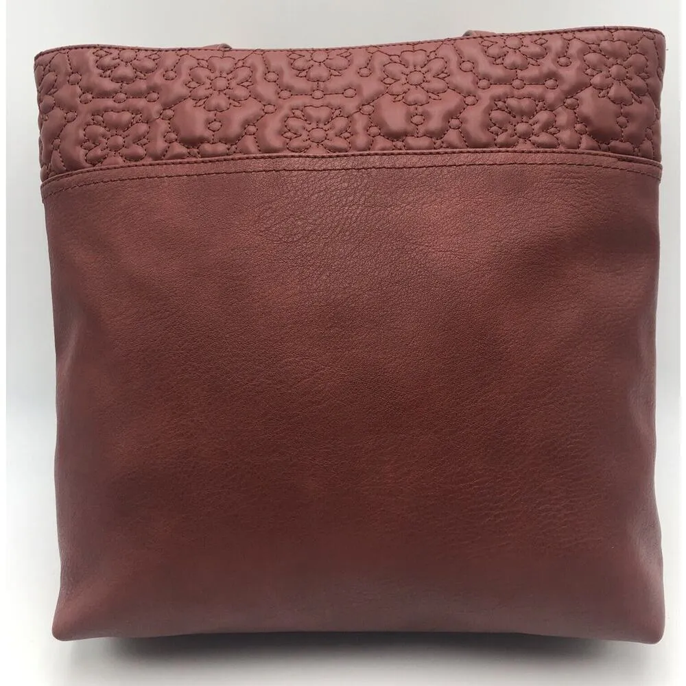 Lauren Conrad Tote Bag Womens Reddish Brown Faux Leather Shoulder Purse READ - Image 2