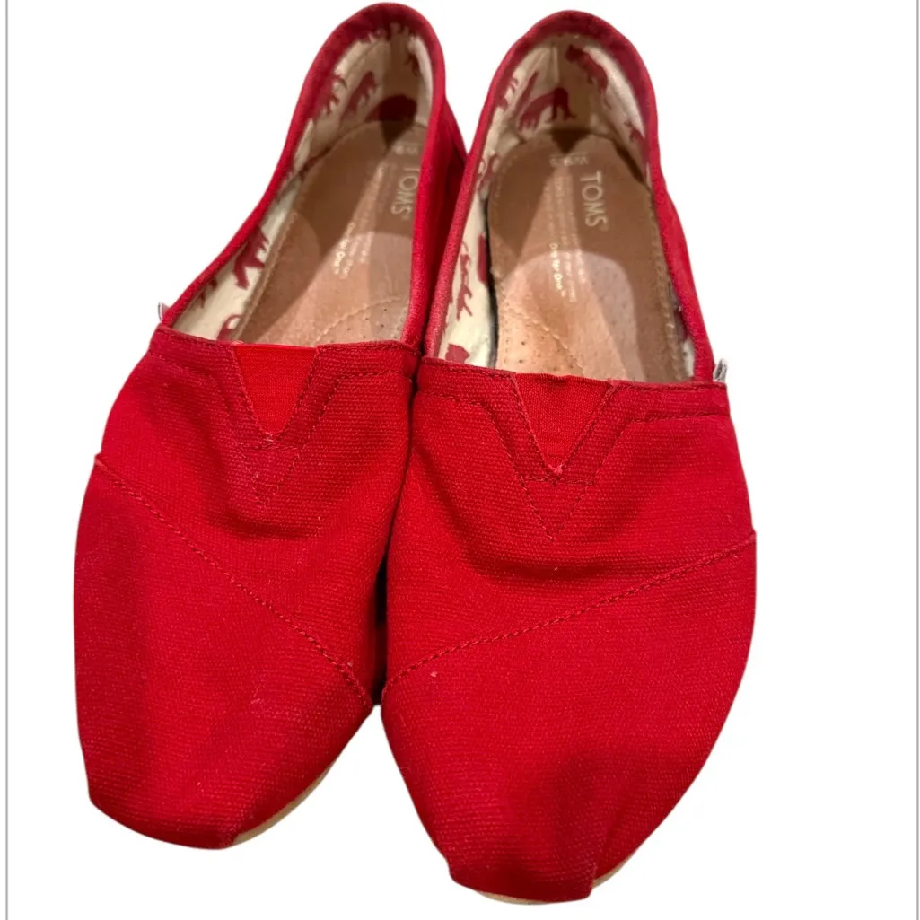 TOMS Vibrant Red Canvas Slip-Ons - Image 3