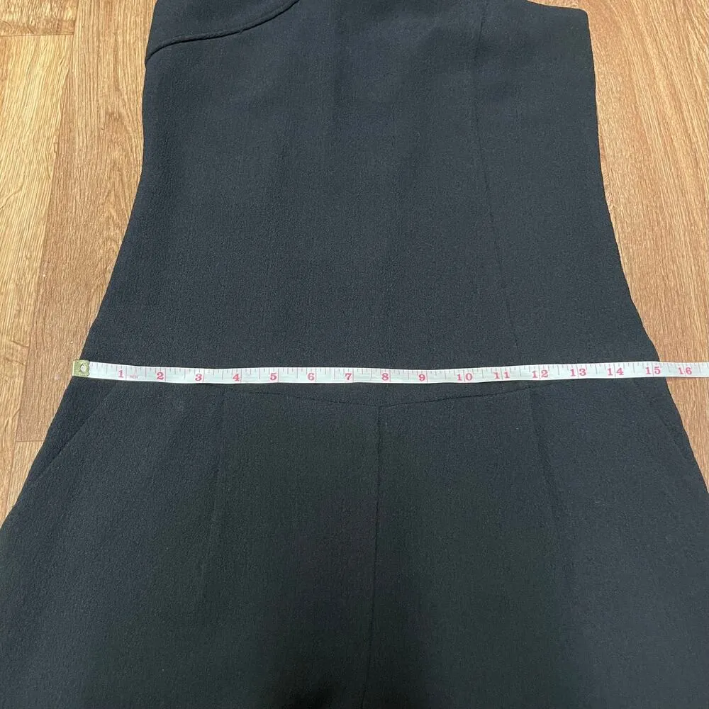 BCBGeneration Solid Black One Shoulder Crepe Fitted Jumpsuit Size 2 XS Cocktail - Image 12