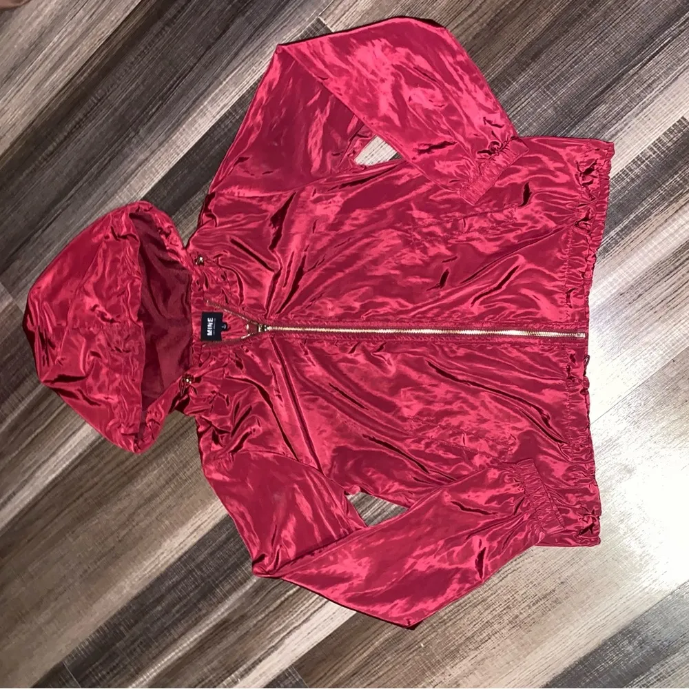 Shiny Red Hooded Jacket - Image 8