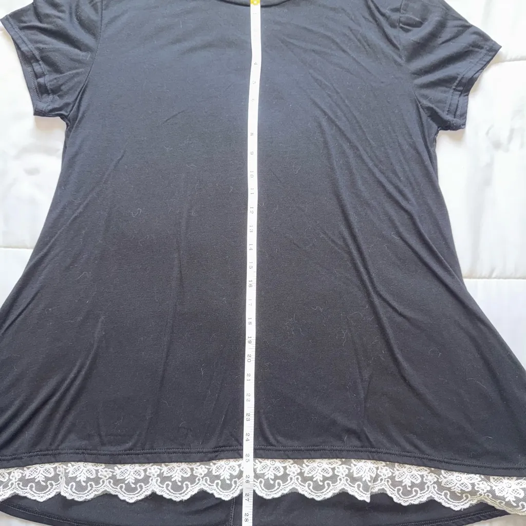 Black Mini Dress With Lace Trim Size Large - Image 5